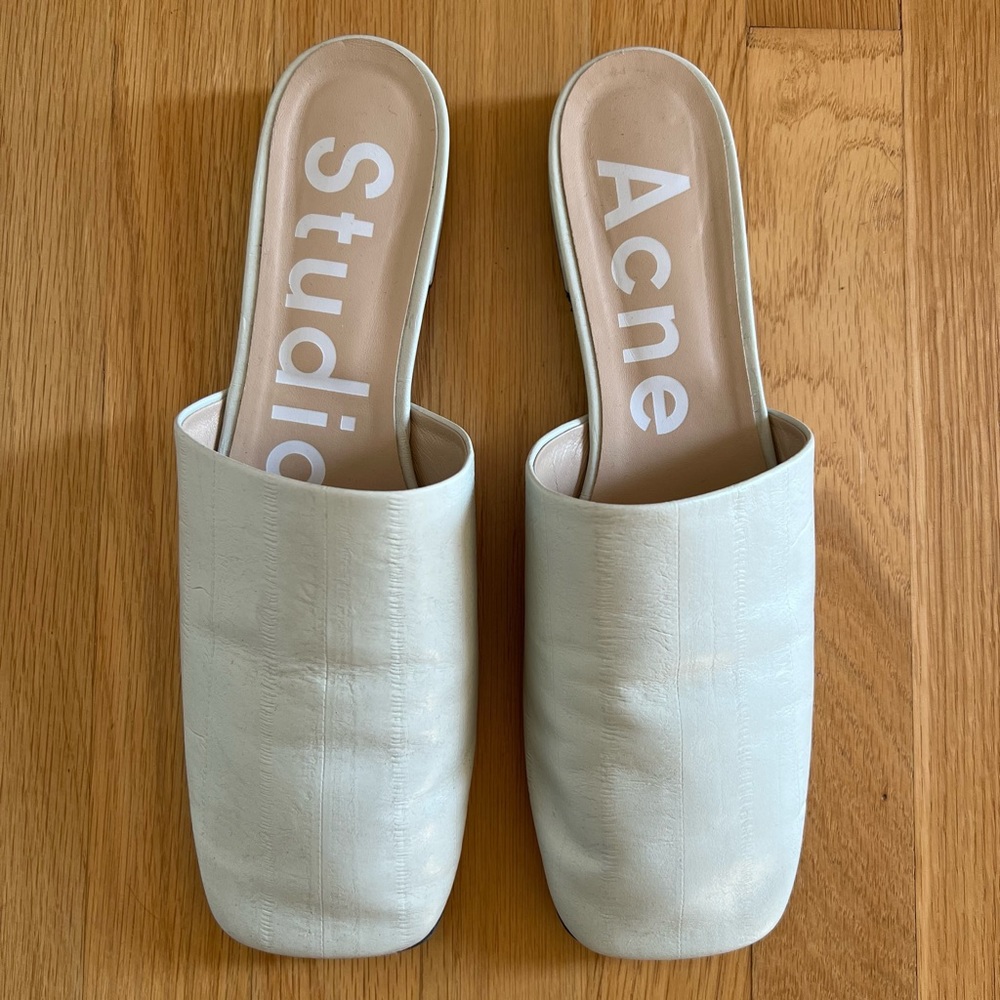 Acne Studios Tessey Eel Mule Flats in Light Blue Size 40